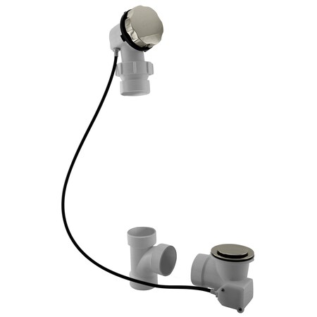 Westbrass Sch. 40 PVC 35" Cable Drive Bath Waste, Ball Joint Head in Polished Nickel D50P35BJ-05